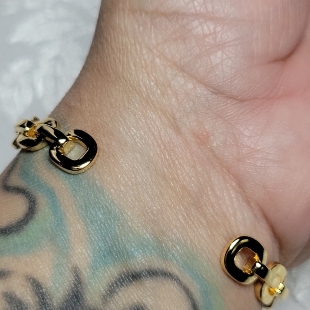 Adornia 14KGP Chain Link Cuff Bracelet - Picture 7 of 7